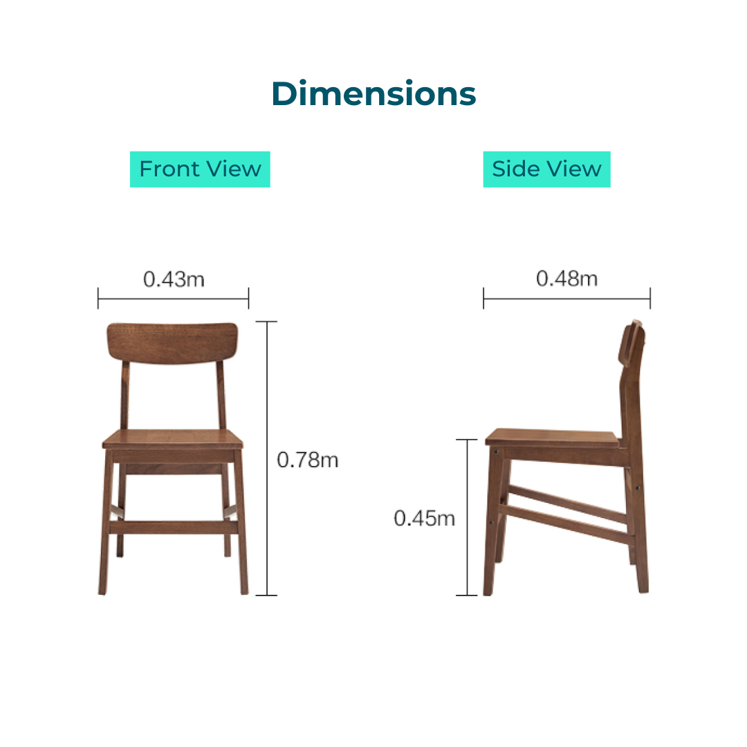 Kiesha Walnut Solid Wood Dining Chair (2 pcs)