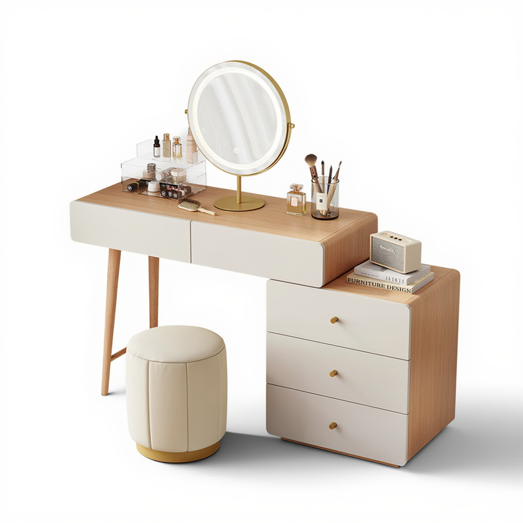 Chelsea Melamine Dressing Table Set with Stool  