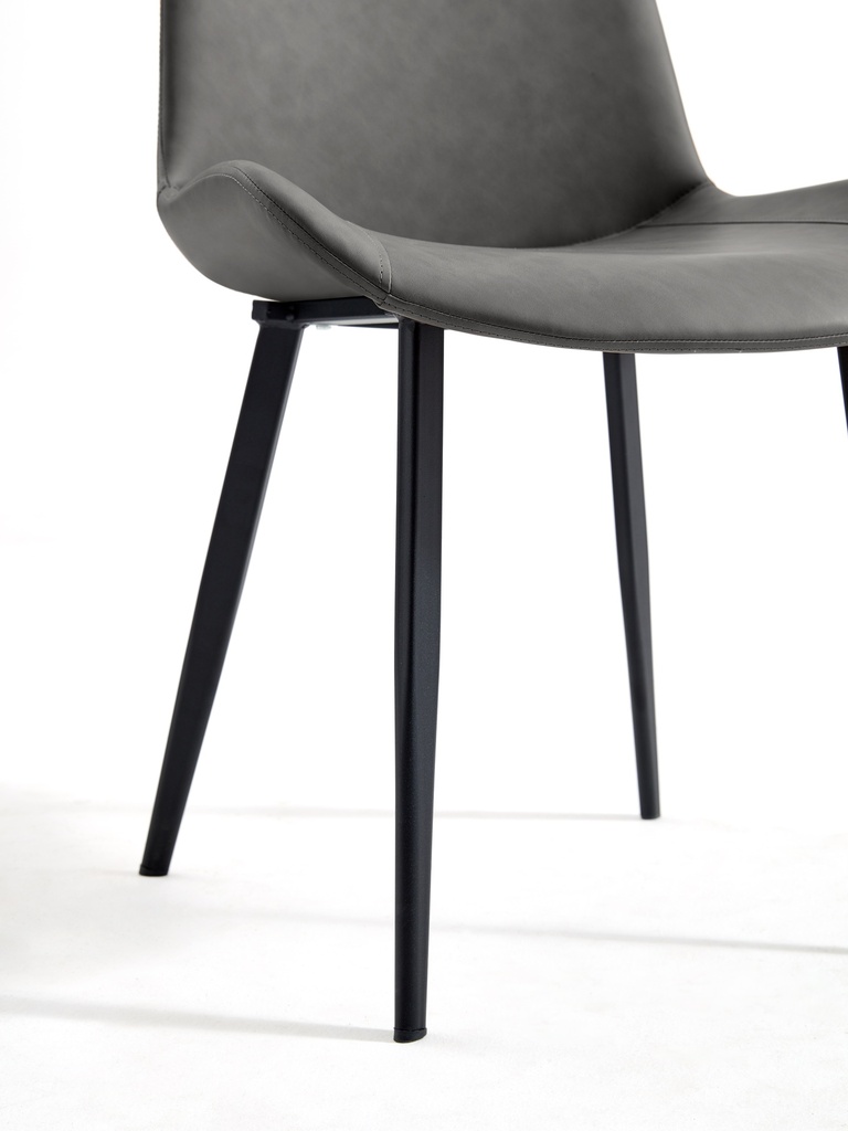 Merlot Dark Gray Faux Leather Dining Chair (2 pcs)