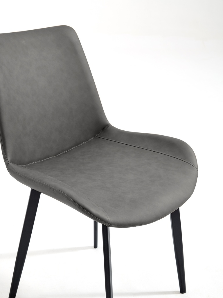 Merlot Dark Gray Faux Leather Dining Chair (2 pcs)