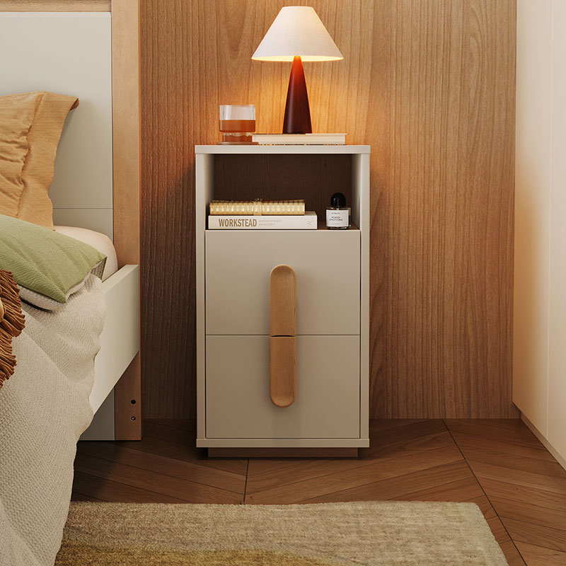 Omar Light Gray Wood Melamine Bedside Table 