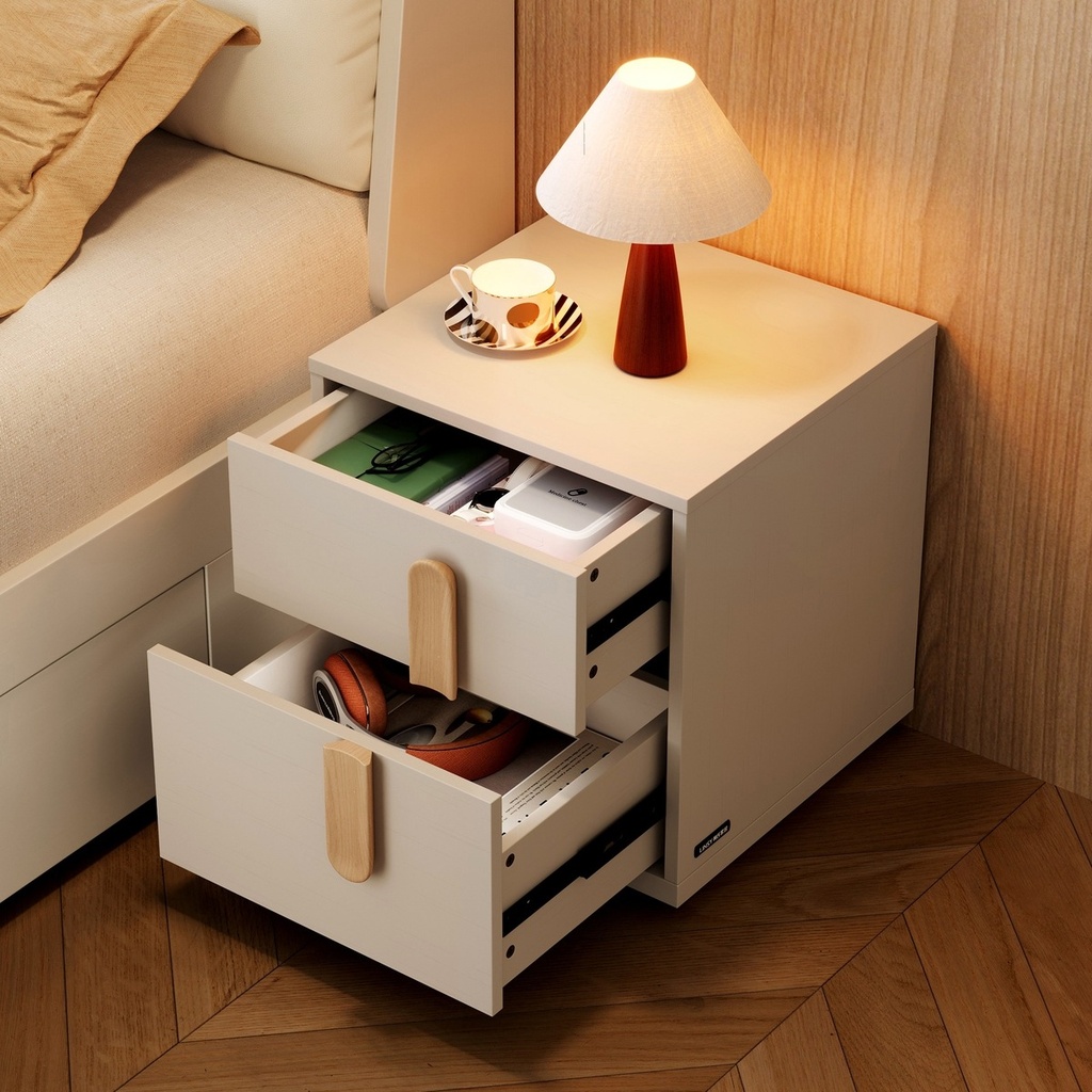 Omar Light Gray Wood Melamine Bedside Table 