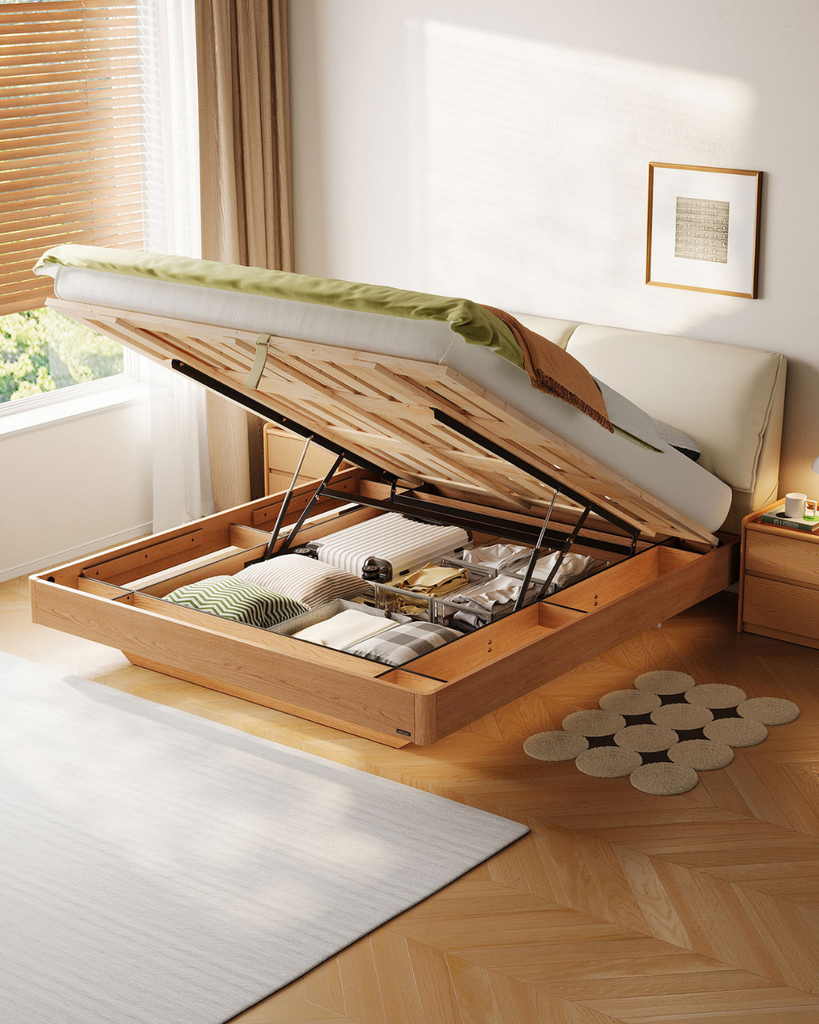 Neyra White Eco Leather Bed with Storage 