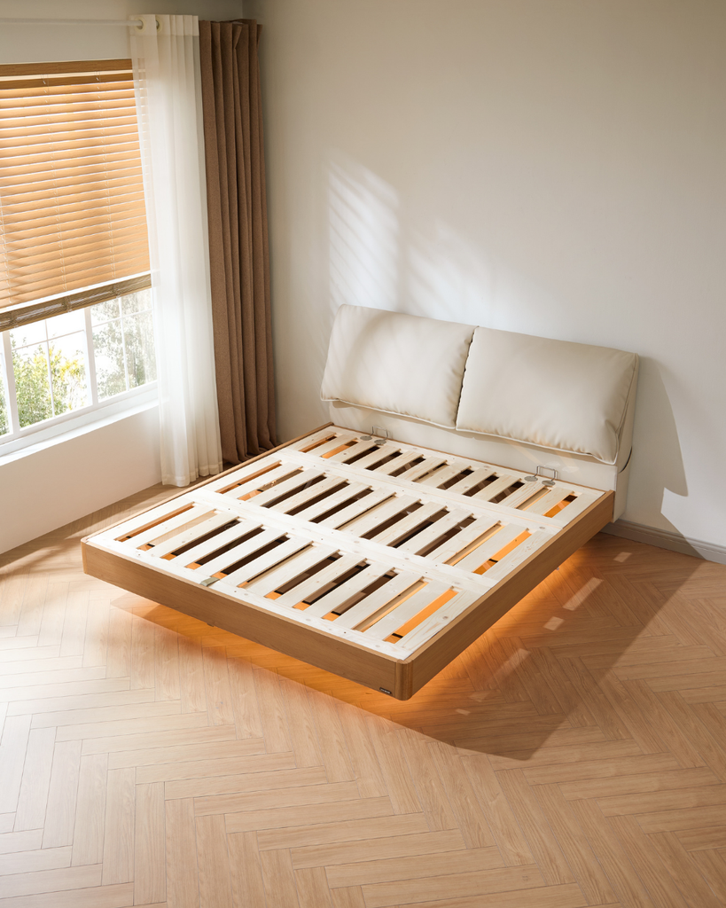 Neyra White Eco Leather Bed with Storage 