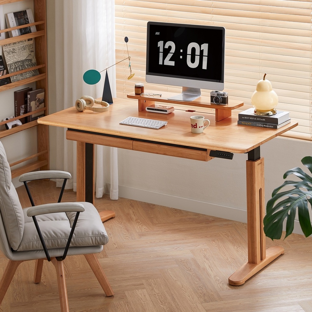Parker Solid Wood Electric Height-Adjustable Table with Drawers