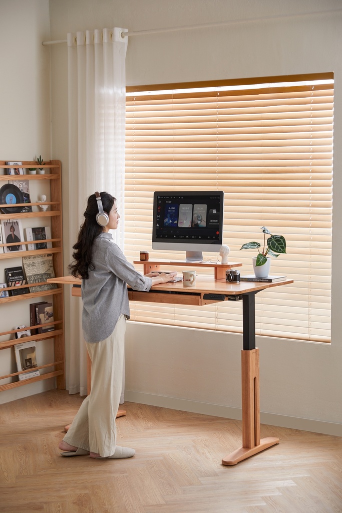 Parker Solid Wood Electric Height-Adjustable Table with Drawers