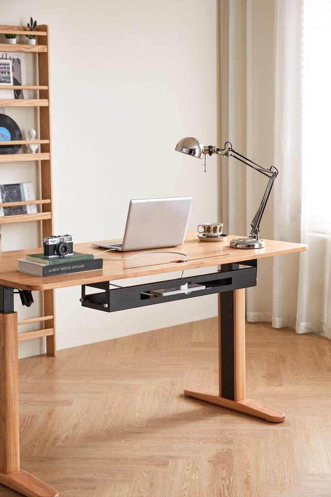 Parker Solid Wood Electric Height-Adjustable Table with Drawers