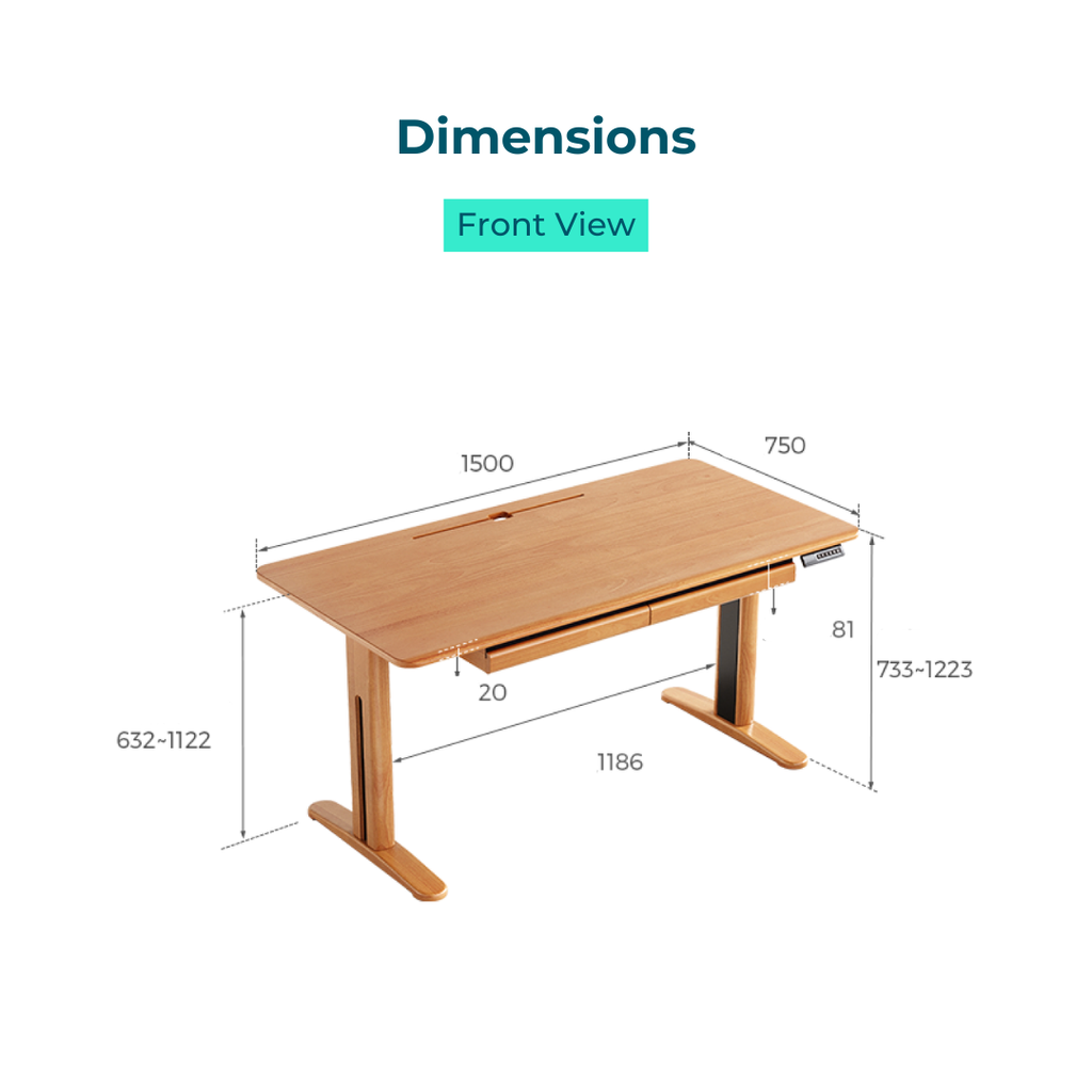 Parker Solid Wood Electric Height-Adjustable Table with Drawers
