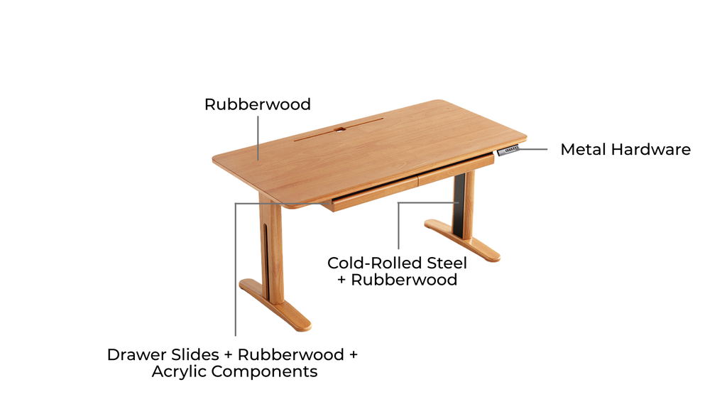 Parker Solid Wood Electric Height-Adjustable Table with Drawers