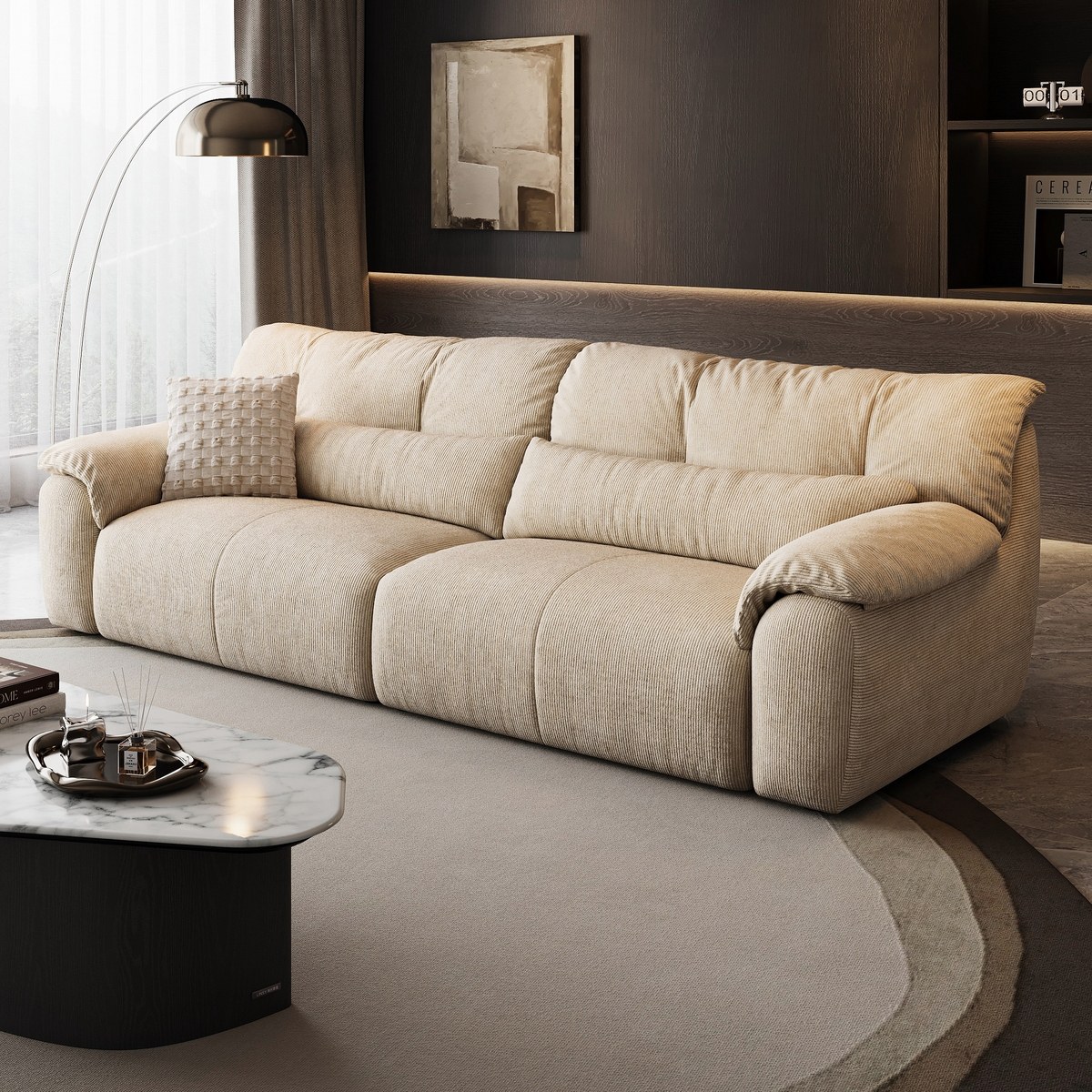 Nympha Beige Fabric Sofa 