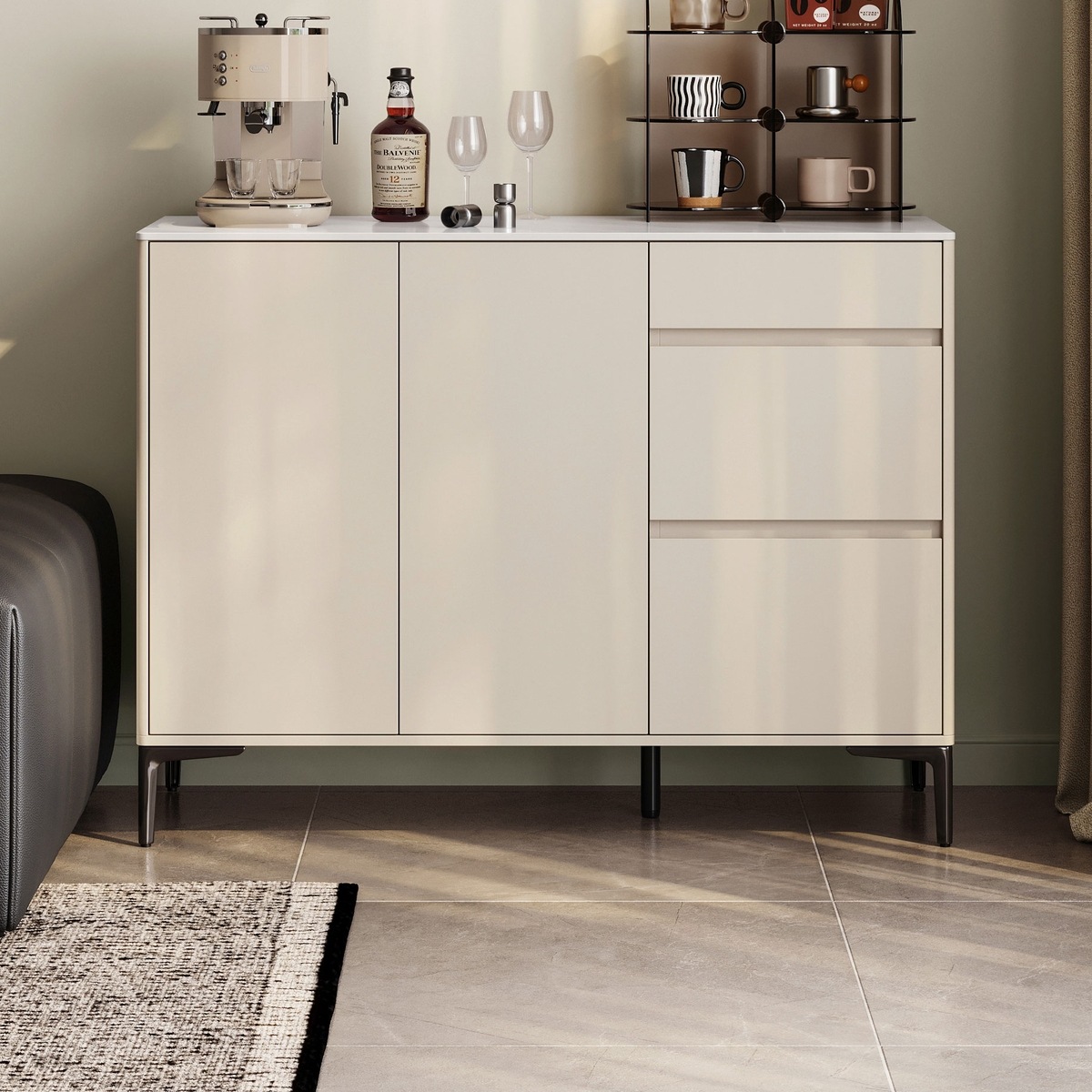 Octavia Light Gray Melamine Side Cabinet 