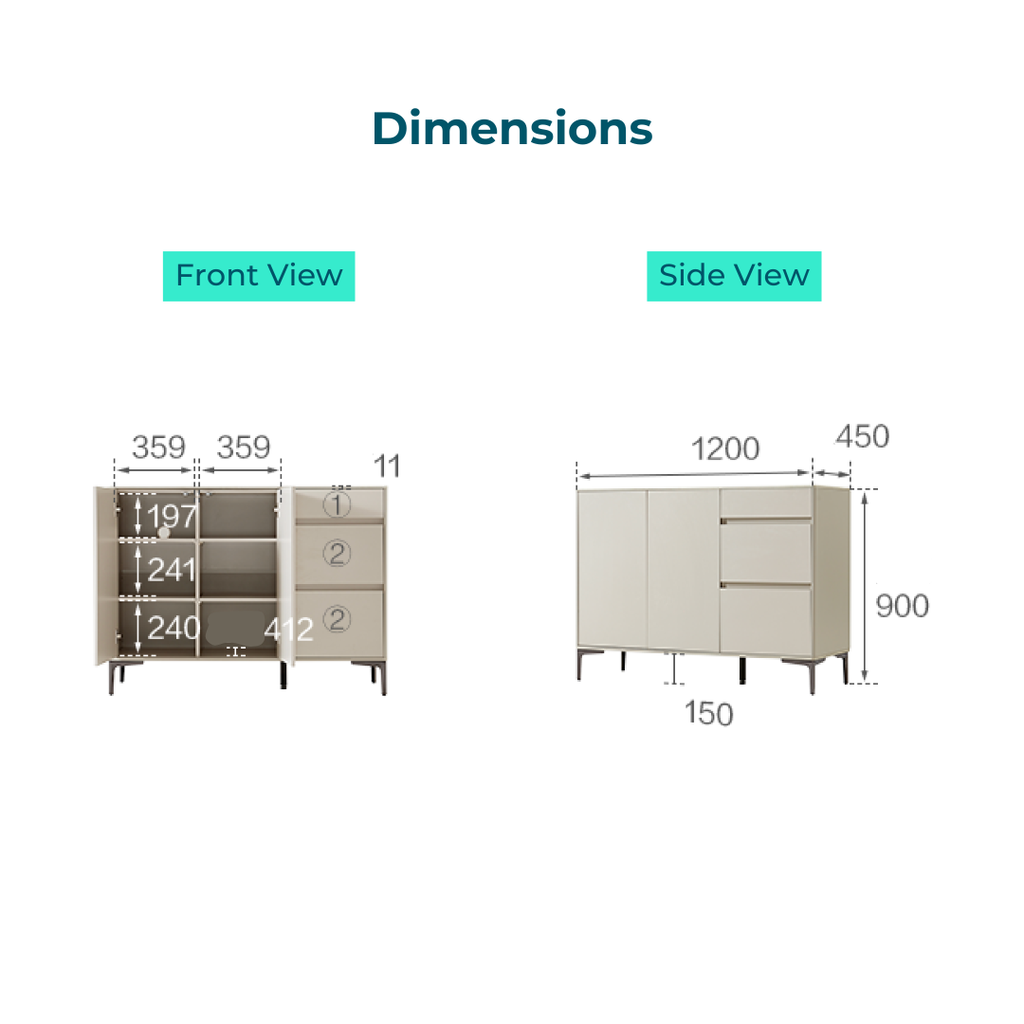 Octavia Light Gray Melamine Side Cabinet 