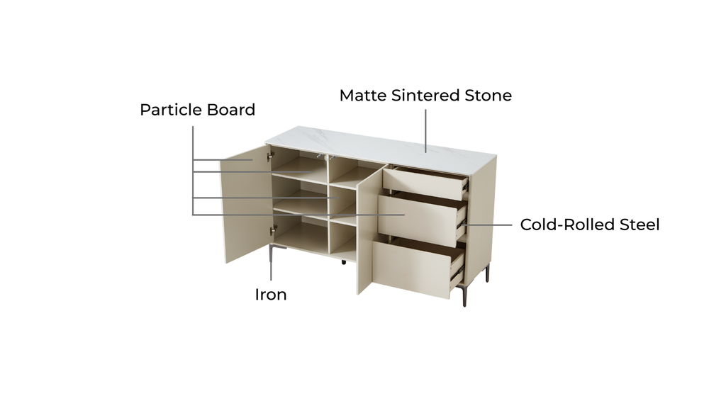 Octavia Light Gray Melamine Side Cabinet 