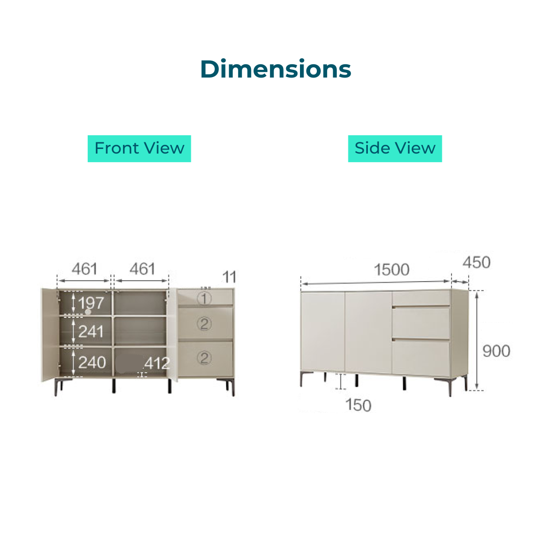 Octavia Light Gray Melamine Side Cabinet 