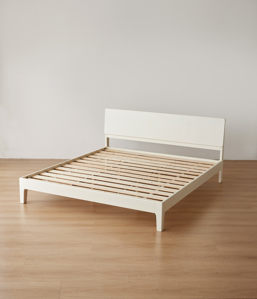 Pure White Solid Wood Bed 