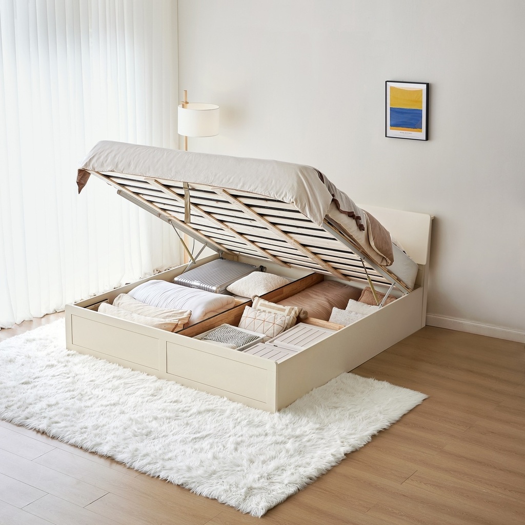Pure White Solid Wood Bed 