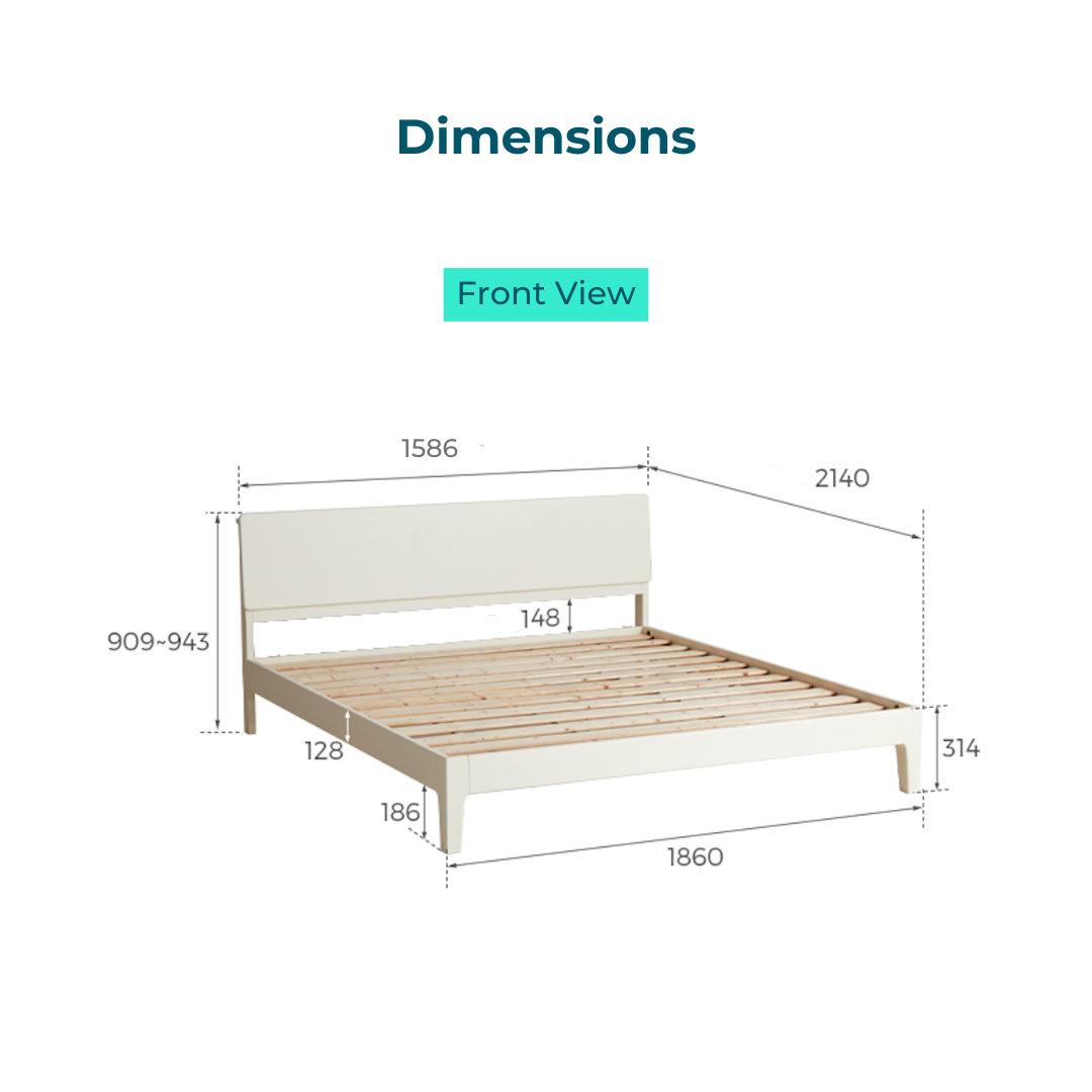 Pure White Solid Wood Bed 