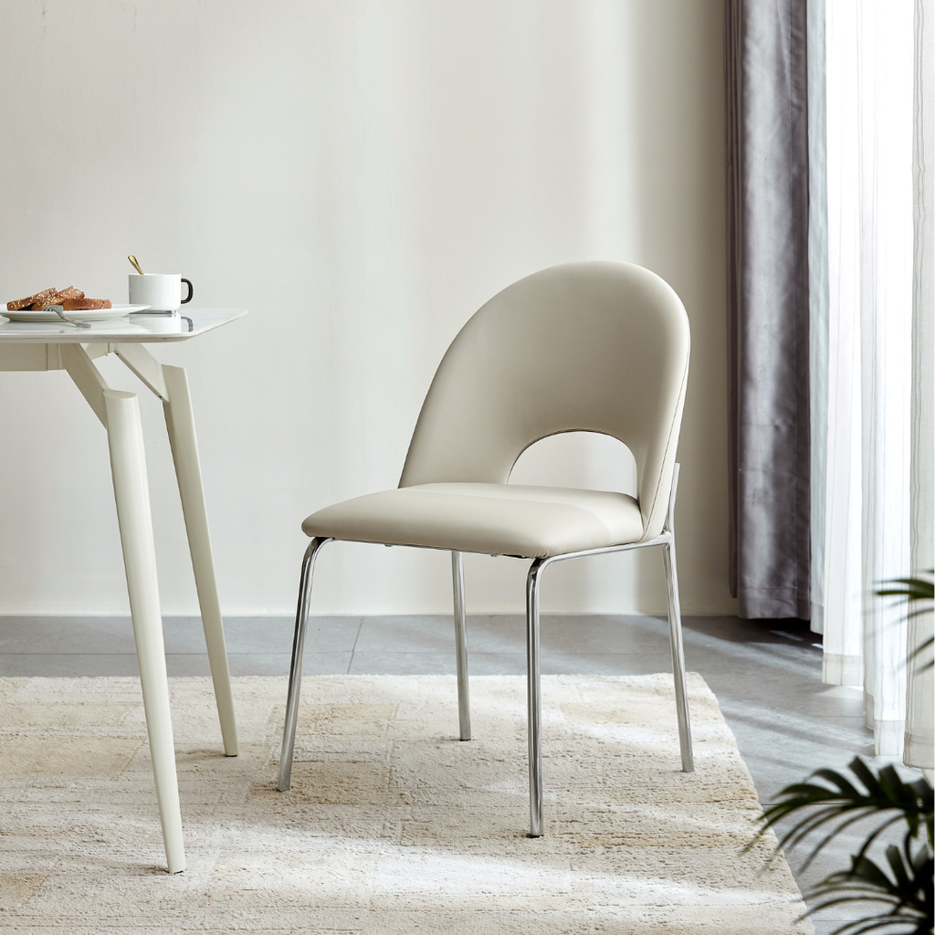 Kacy Light Gray Leather Dining Chair (2 pcs)
