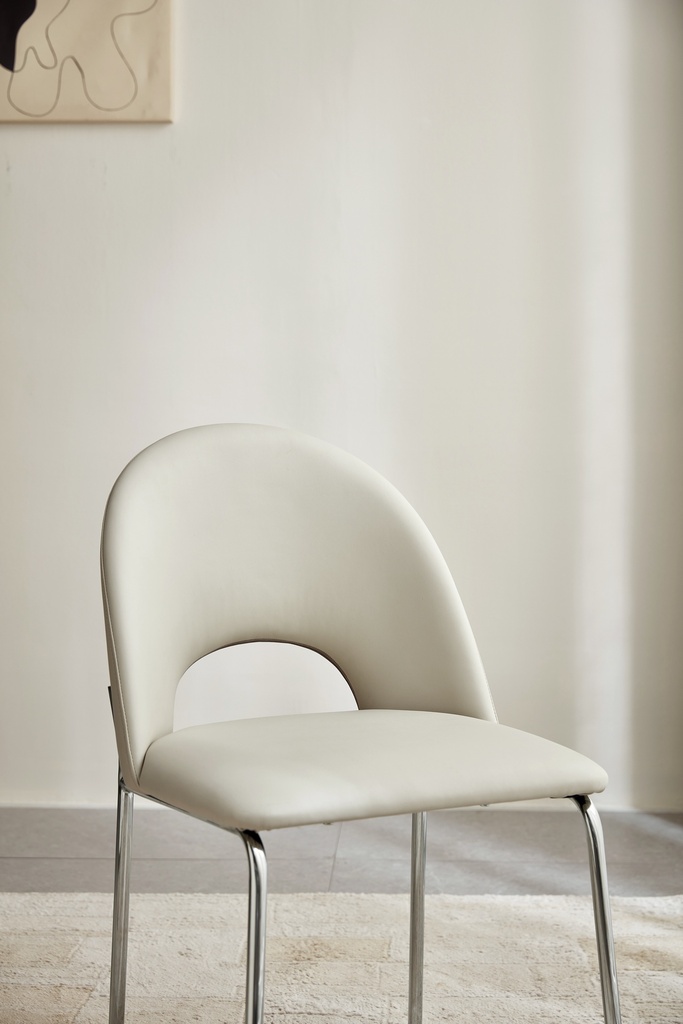 Kacy Light Gray Leather Dining Chair (2 pcs)