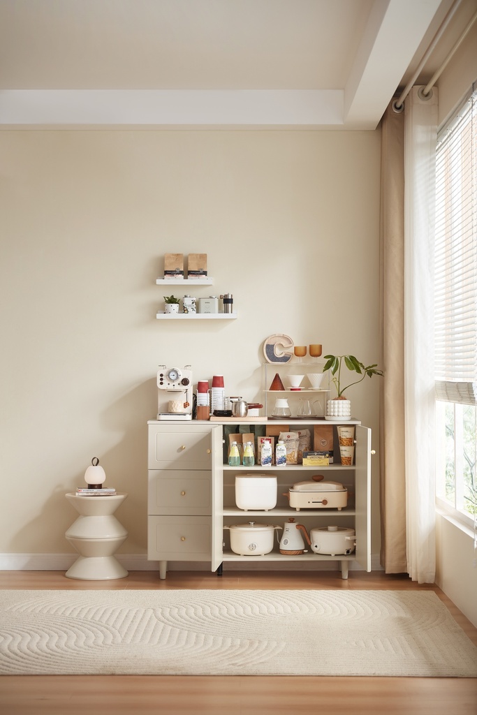 Flora Cream Melamine Side Cabinet