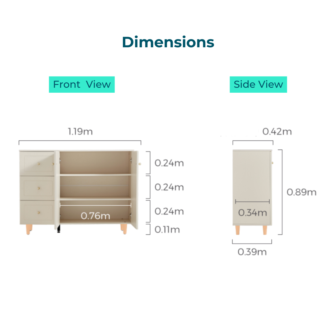 Flora Cream Melamine Side Cabinet