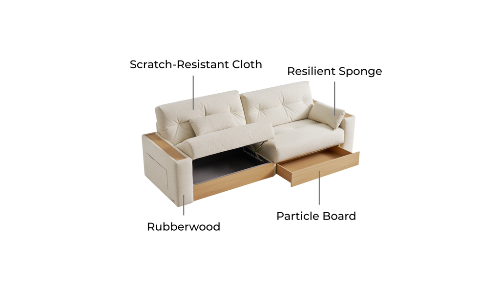 Nerisse White Fabric Sofa