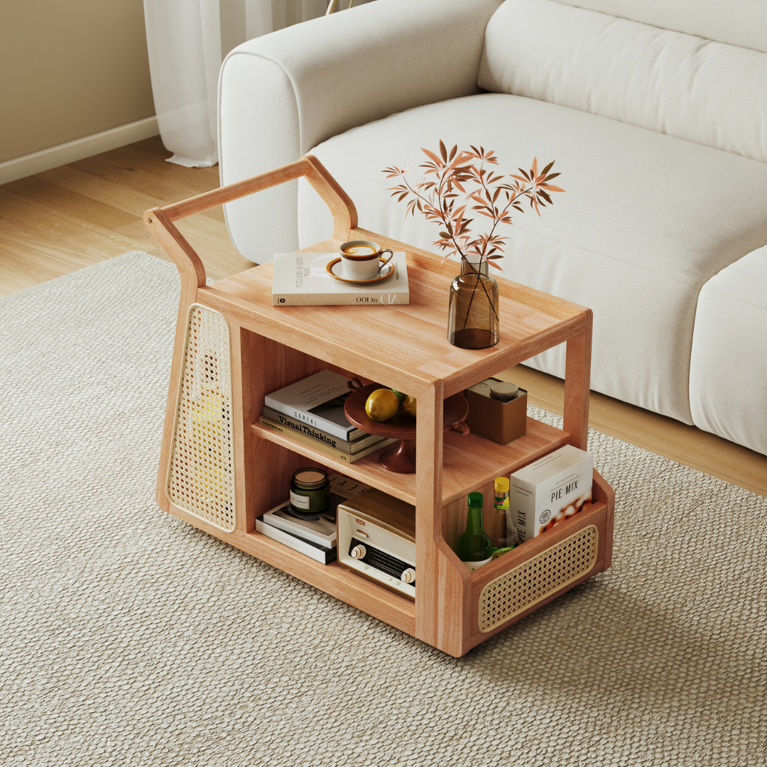 Mara Wood Bar Cart Side Table