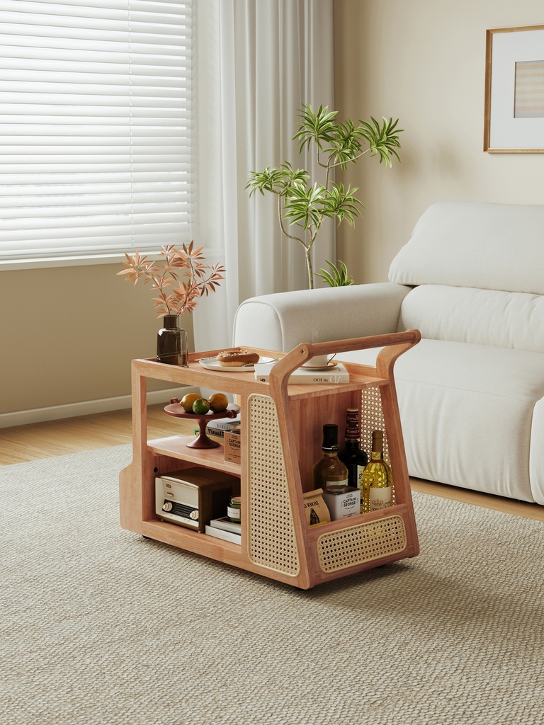 Mara Wood Bar Cart Side Table