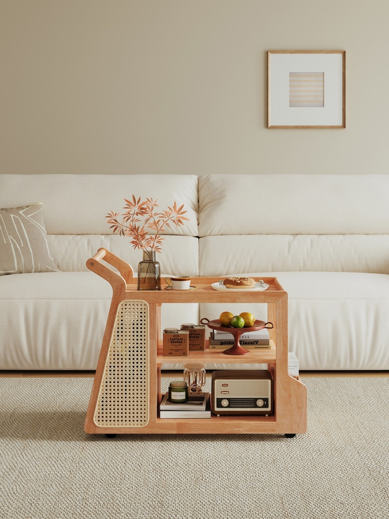 Mara Wood Bar Cart Side Table