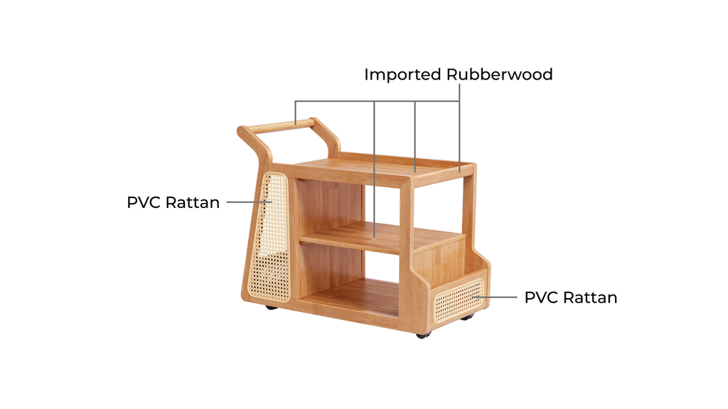 Mara Wood Bar Cart Side Table