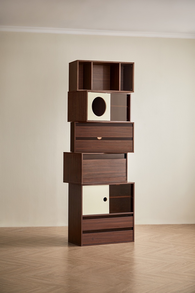 Royce Single-Drawer Walnut Cabinet