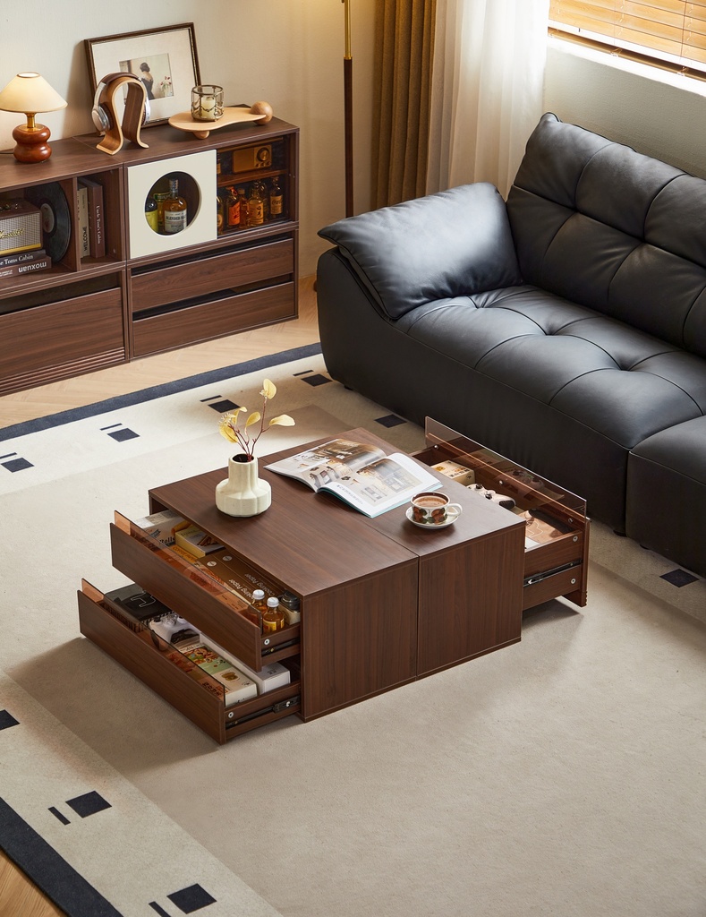Royce Double-Drawer Walnut Cabinet