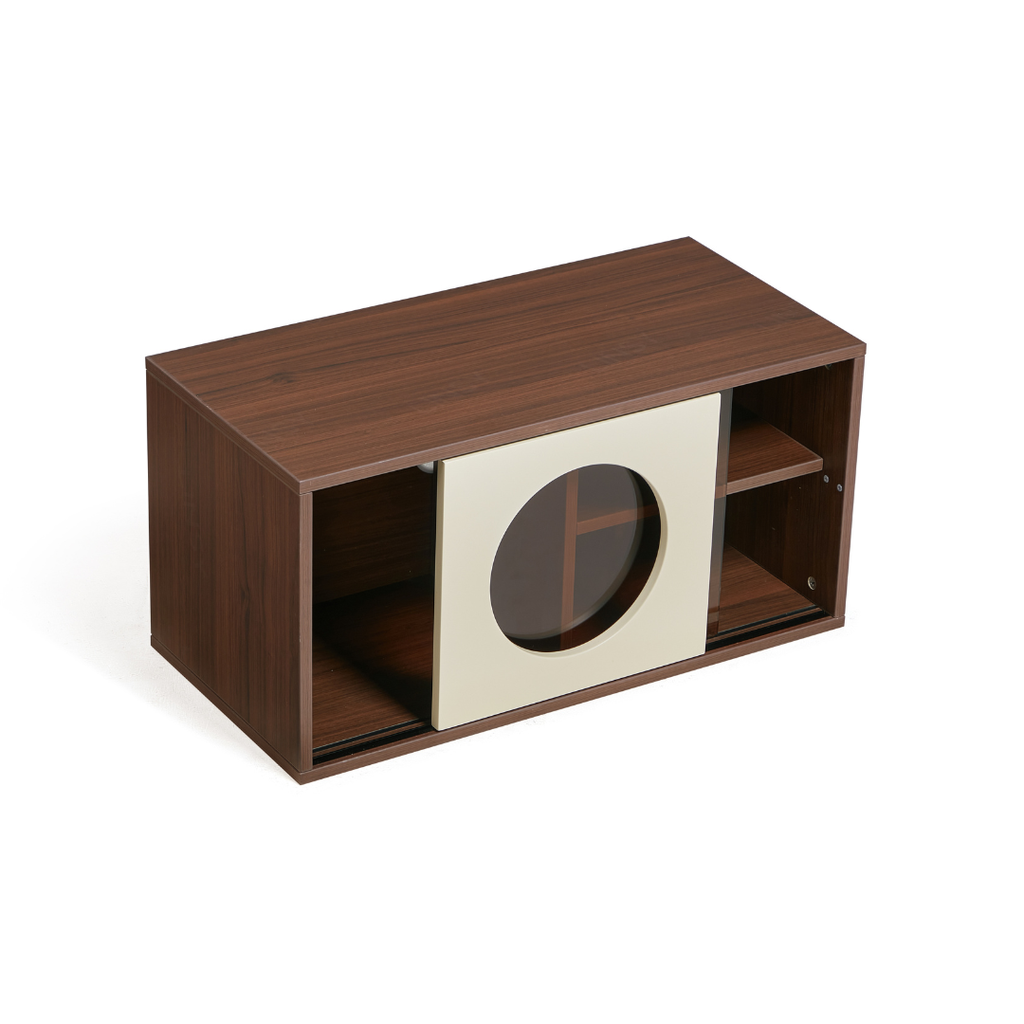 Royce Sliding-Door Walnut Cabinet 