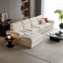 Terrell White Fabric L-Shaped Sofa