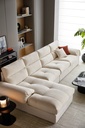 Terrell White Fabric L-Shaped Sofa