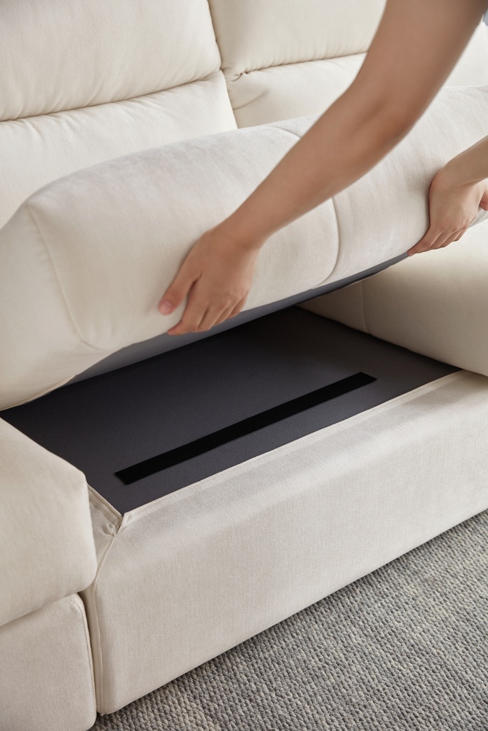 Terrell White Fabric L-Shaped Sofa