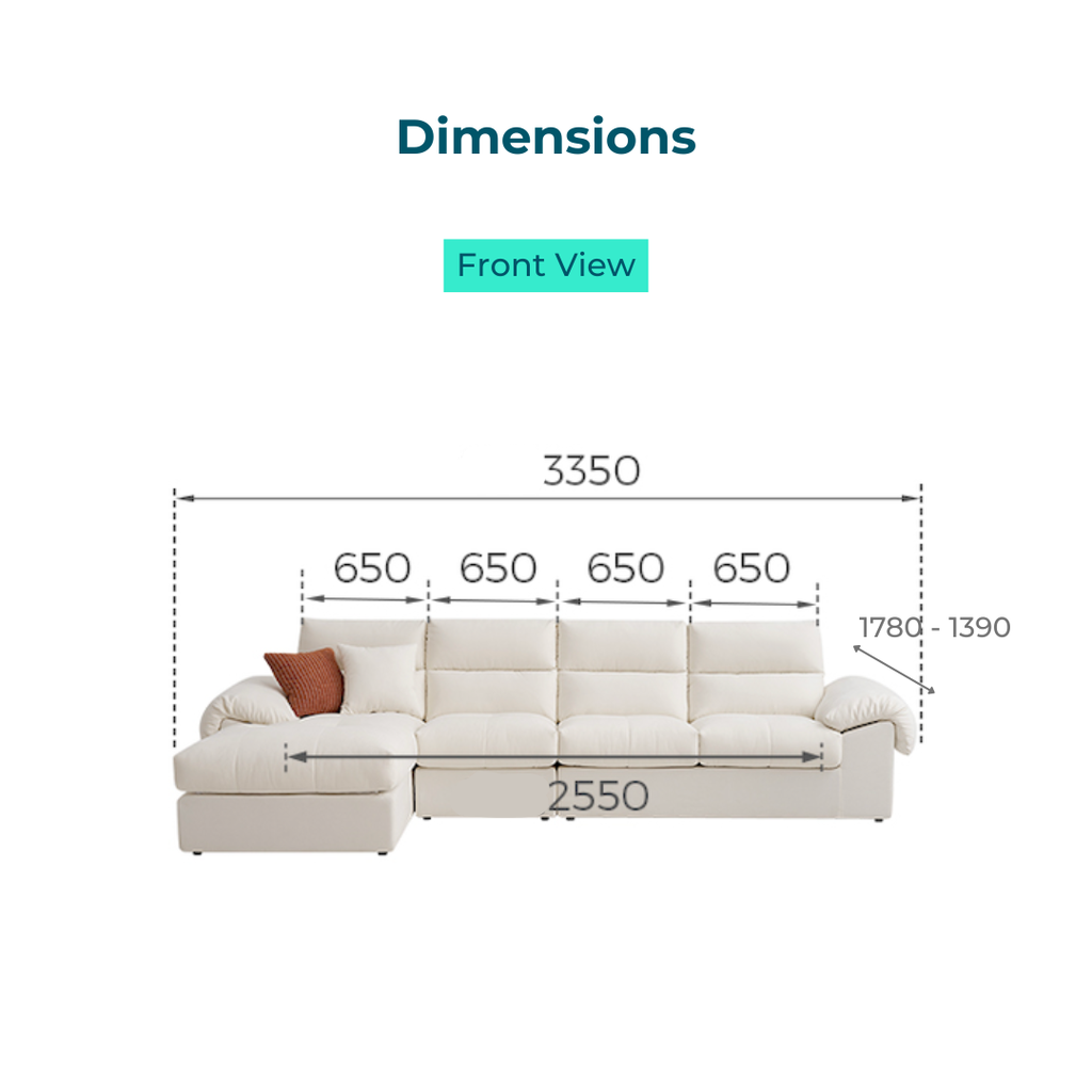 Terrell White Fabric L-Shaped Sofa