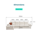 Terrell White Fabric L-Shaped Sofa