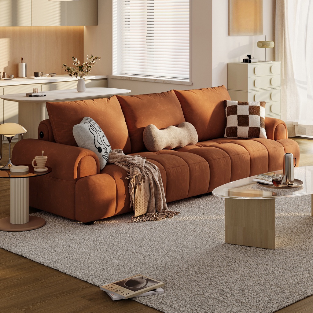Ross Brown Fabric Sofa 