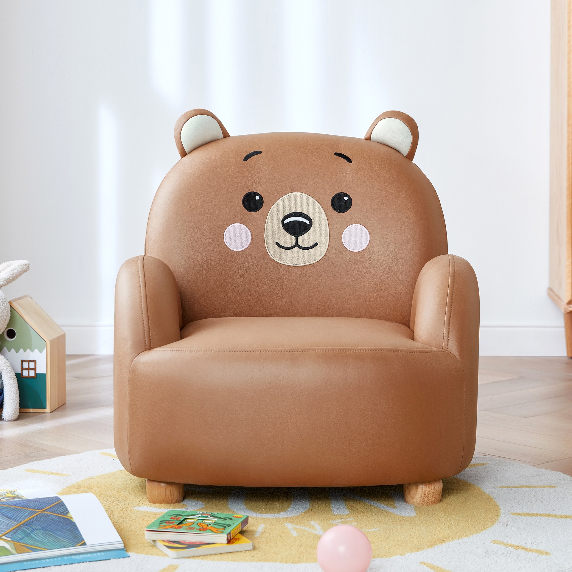 Jed Bear Brown Tech Leather Children Sofa