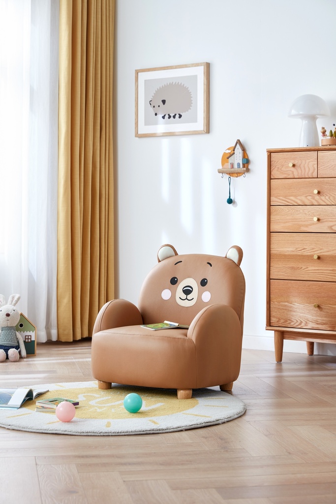 Jed Bear Brown Tech Leather Children Sofa