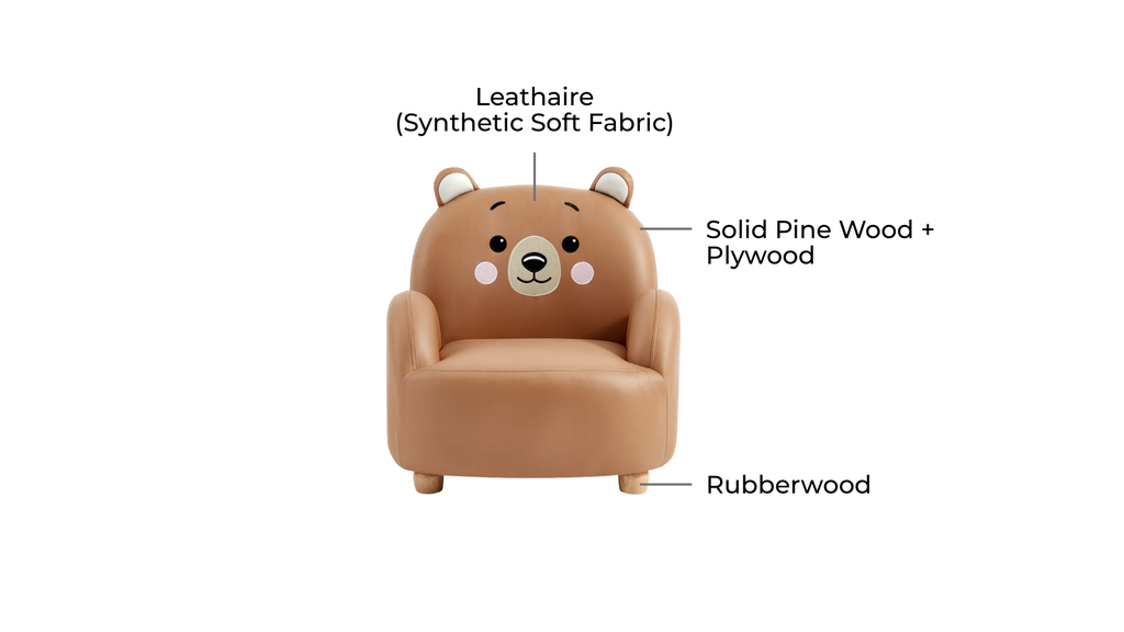 Jed Bear Brown Tech Leather Children Sofa
