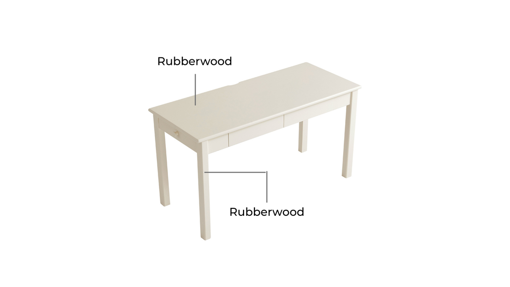 Odelia White Solid Wood Study Desk 
