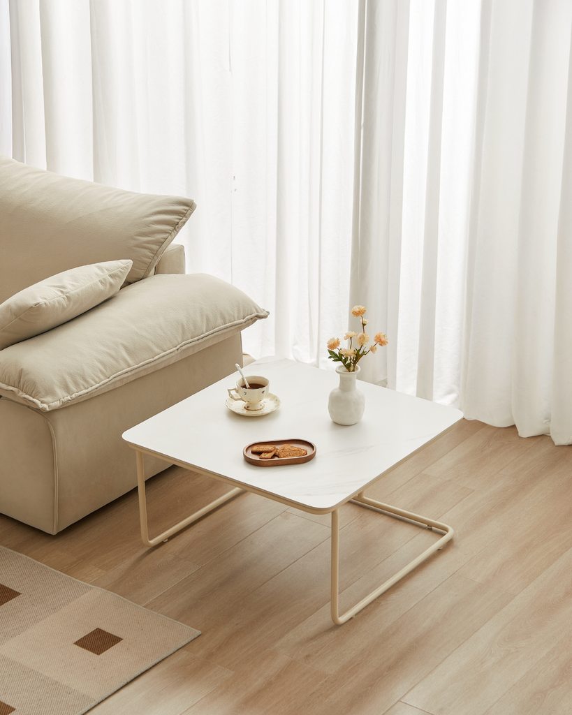Omni Cream Sintered Stone Side Table