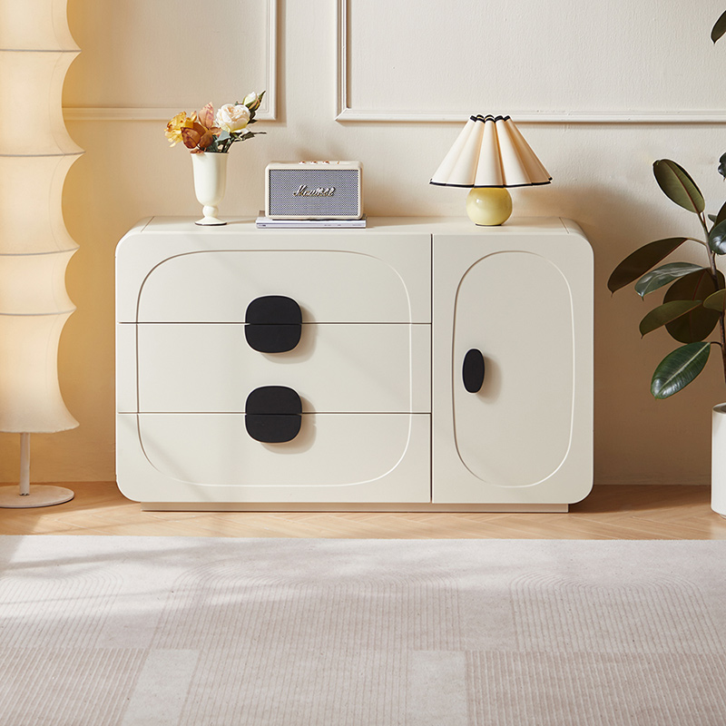 Norelie Cream Melamine Side Cabinet 