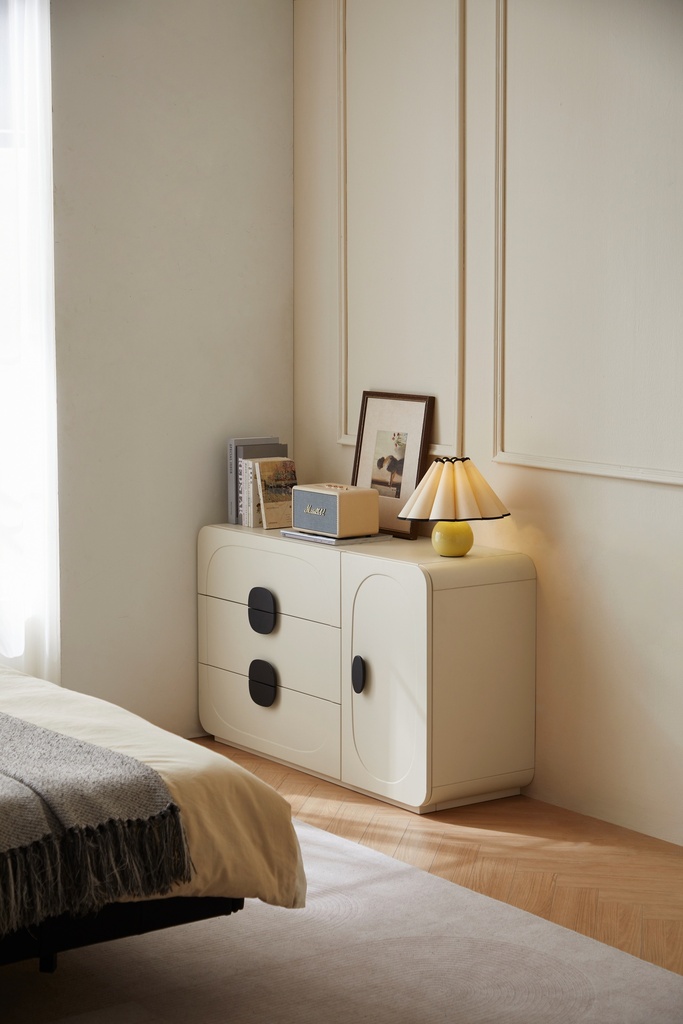 Norelie Cream Melamine Side Cabinet 