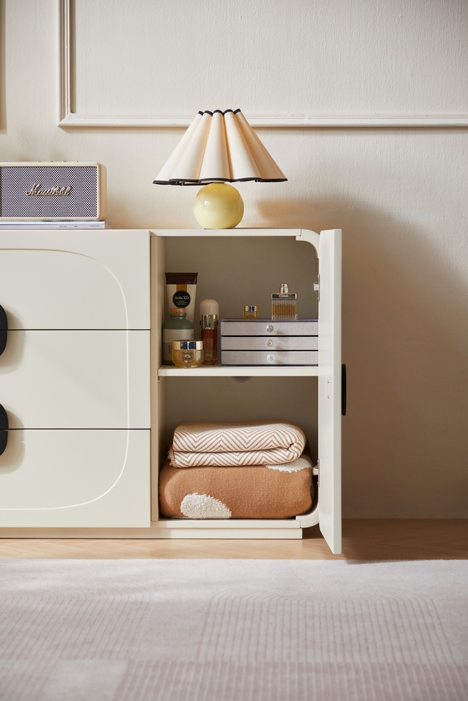 Norelie Cream Melamine Side Cabinet 