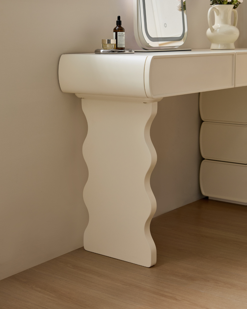 Maisie White Dressing Table with Makeup Mirror