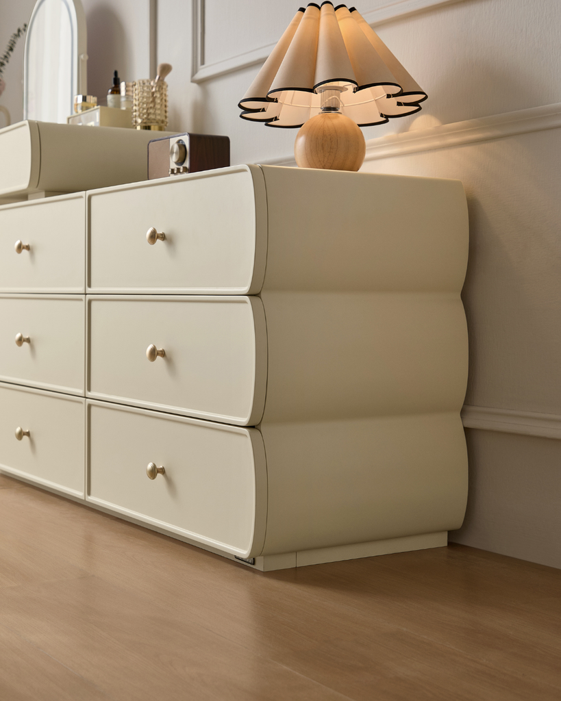 Maisie White Dressing Table with Makeup Mirror