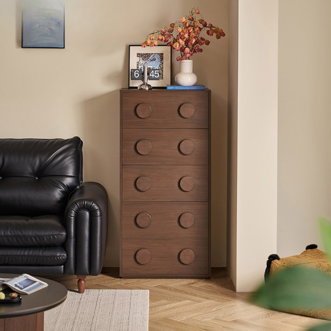 Milan Walnut 5-Drawer Cabinet 